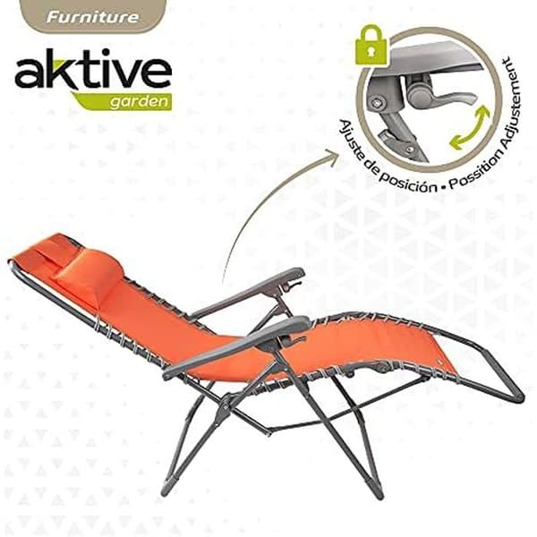Chaise Longue - Aktive Garden - Orange - Gravité Noll - Fällbar - Med Kudde