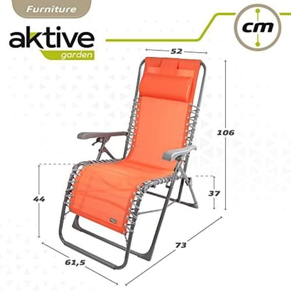 Chaise Longue - Aktive Garden - Orange - Gravité Noll - Fällbar - Med Kudde