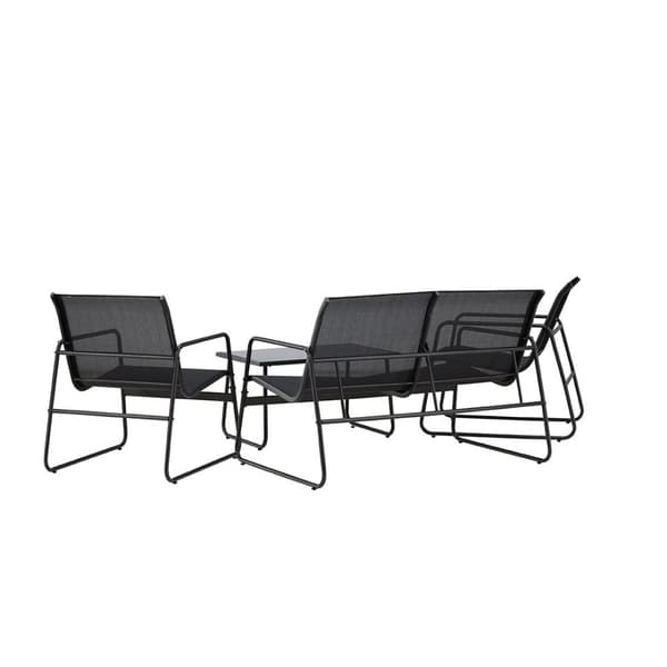 Scopello loungesett 1 sofa, 2 stoler, 1 sofabord svart.