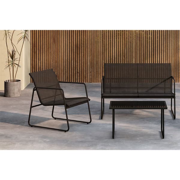 Scopello loungesett 1 sofa, 2 stoler, 1 sofabord svart.