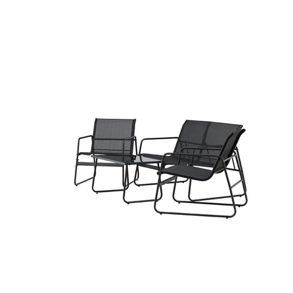 Scopello loungesett 1 sofa, 2 stoler, 1 sofabord svart.