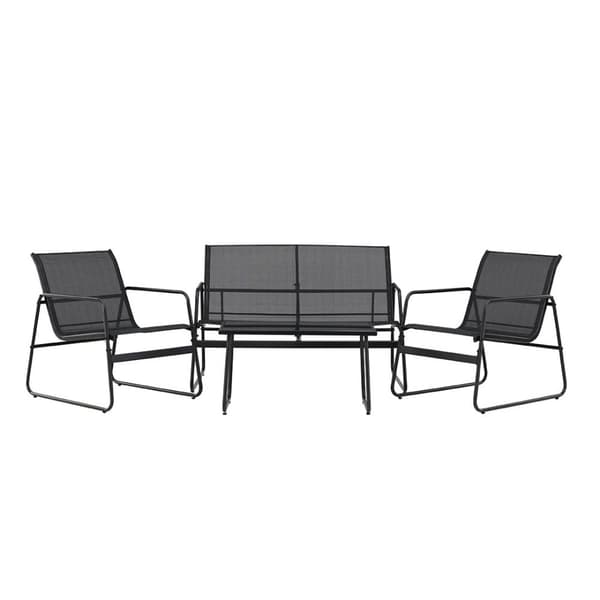 Scopello loungesett 1 sofa, 2 stoler, 1 sofabord svart.