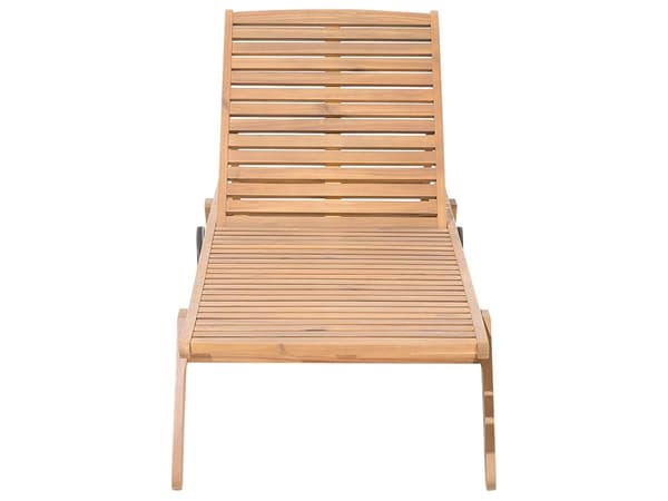 Solseng i Lyst Tre Akasie med Pute Lysebeige Liggestol på Hjul med Bord