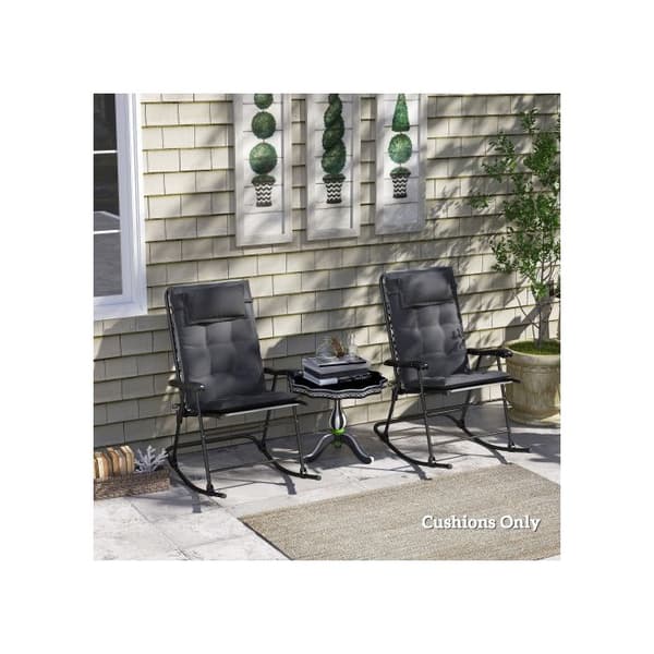 Outsunny set av 2 vattenavvisande karamellstolsdynor för trädgårdmöbler 50x116x5 cm, mörkgrå
