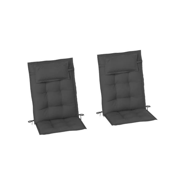 Outsunny set av 2 vattenavvisande karamellstolsdynor för trädgårdmöbler 50x116x5 cm, mörkgrå