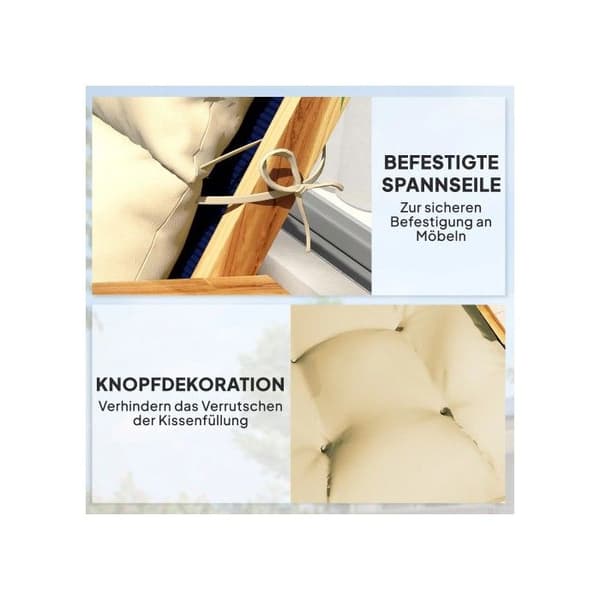 Stolskudde, 115x56 cm, med fästen, ryggdel, 10 cm tjock Kuddför säte, beige