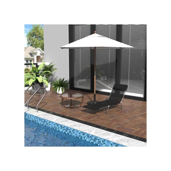 Outsunny Chaise longue för trädgård Fällbar avkopplingsstol med 2 ben Svart för trädgård, terrass och balkong