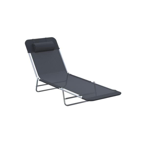 Outsunny Chaise longue för trädgård Fällbar avkopplingsstol med 2 ben Svart för trädgård, terrass och balkong