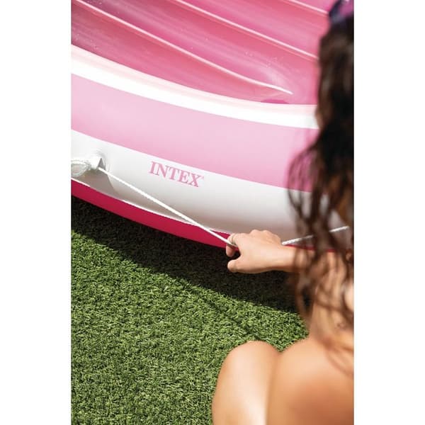 Matelas Båtuppblåsbar med solskydd Intex Pink Paradise