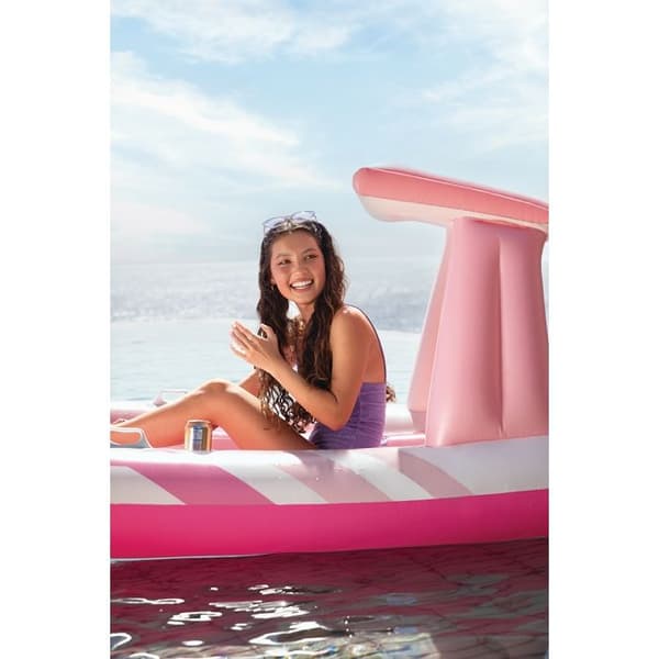 Matelas Båtuppblåsbar med solskydd Intex Pink Paradise