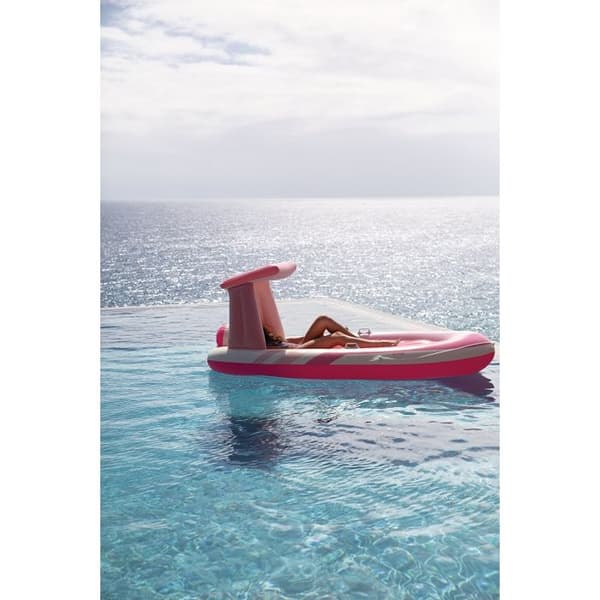Matelas Båtuppblåsbar med solskydd Intex Pink Paradise