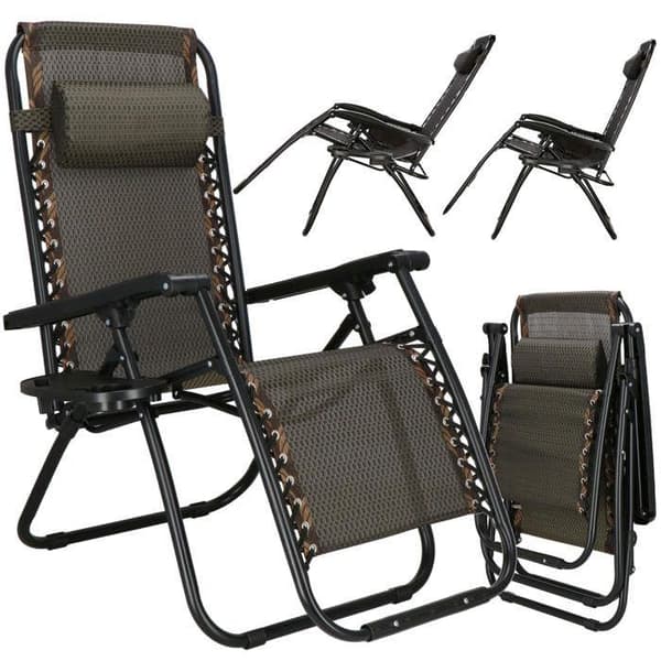 Springos® Recliner med huvudstöd, hopfällbar avkoppling för trädgården