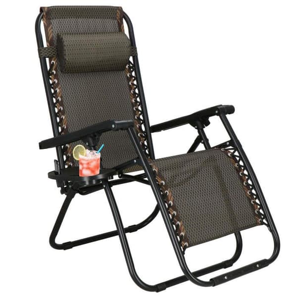 Springos® Recliner med huvudstöd, hopfällbar avkoppling för trädgården