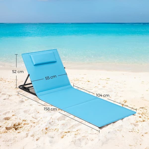 Rootz strandstol - campingstol - solstol - hållbart oxford tyg - 158 cm x 55 cm, vikta 57 cm x 7 cm x 56 cm