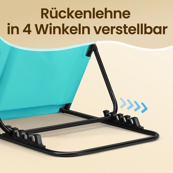 Rootz Seeblau Beach Stol - Campingstol - Sun Lounger - Letvægt og bærbar - 158 cm x 55 cm - Foldet 57 cm x 7 cm x 56 cm