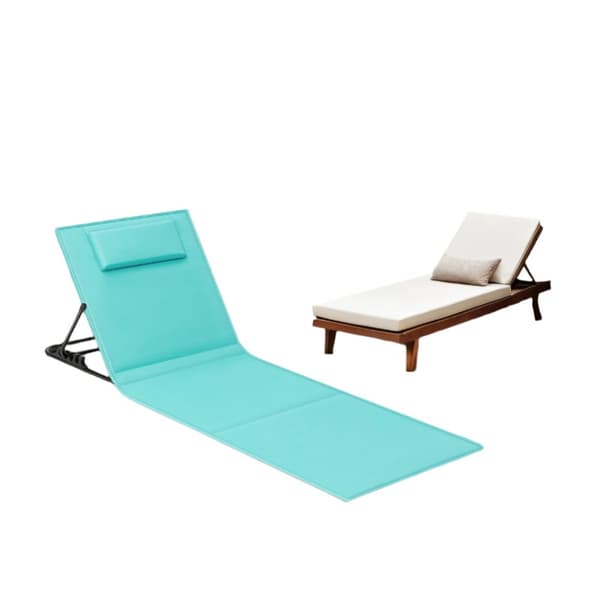 Rootz Seeblau Beach Stol - Campingstol - Sun Lounger - Letvægt og bærbar - 158 cm x 55 cm - Foldet 57 cm x 7 cm x 56 cm