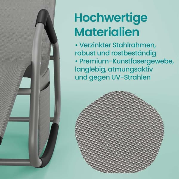 Rootz ShowKebar -kannen tuoli - Grey Lounger - Ulkokiinnitys - Galvanoitu teräs - 151 x 56 x 90 cm