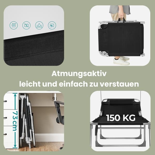 Rootz Sun Lounger - Foldble Deck -tuoli - ulkoilma - kestävä muotoilu - 53 x 193 x 29,5 cm