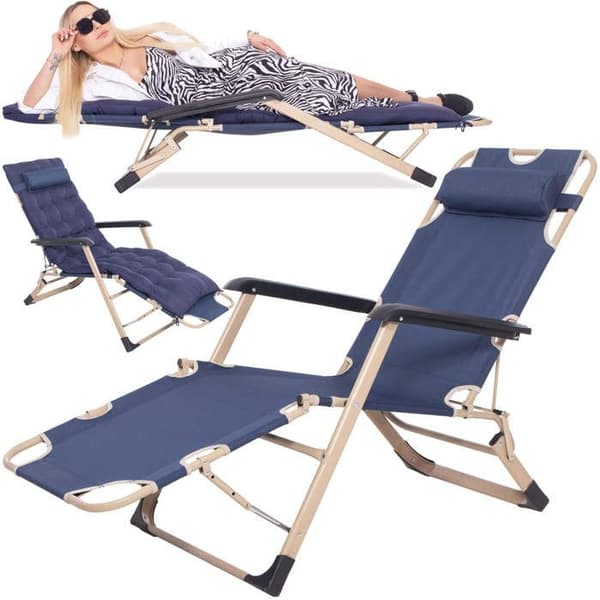 Springos® Ute loungesoffa med sittdyna, nackstöd och fotstöd