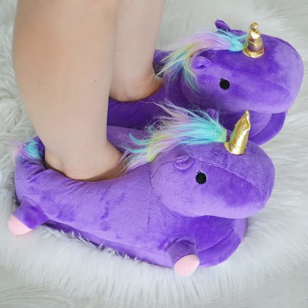 Unicorn hjemmesko Lilla - One Size Størrelse 36 - 41 - Hjemmesko