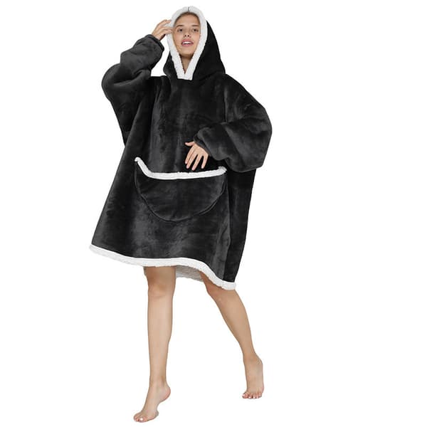 Överdimensionerad hoodie filt mjuk fleece varm mörkgrå Överdimensionerad hoodie filt mjuk fleece varm mörkgrå