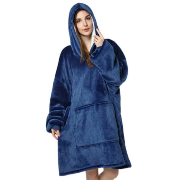 Hoodie Blanket – Oversize Luvtröja Filt Snuggie Mörkblå