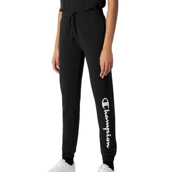 Jogging Dam - CHAMPION - Ribbad - Svart - Hög midja - 100% Bomull