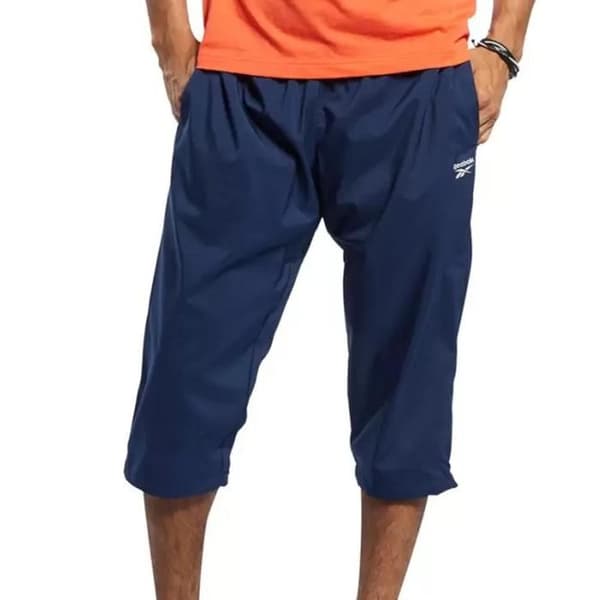 Bas de jogging 3/4 för män - Reebok - Fitness - Trekvartärmar - Andningsbar marinblå