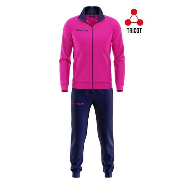 Givova Torino träningsoverall för barn - Fuxia/Marinblå - Multisport - 100% Polyester Triacetat 220 Gsm