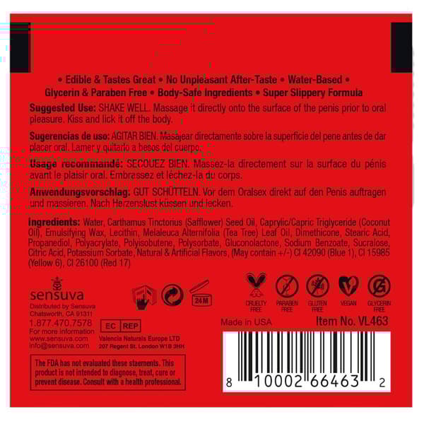 Smaksatt glidmedel Sensuva Vattenmelon 6 ml