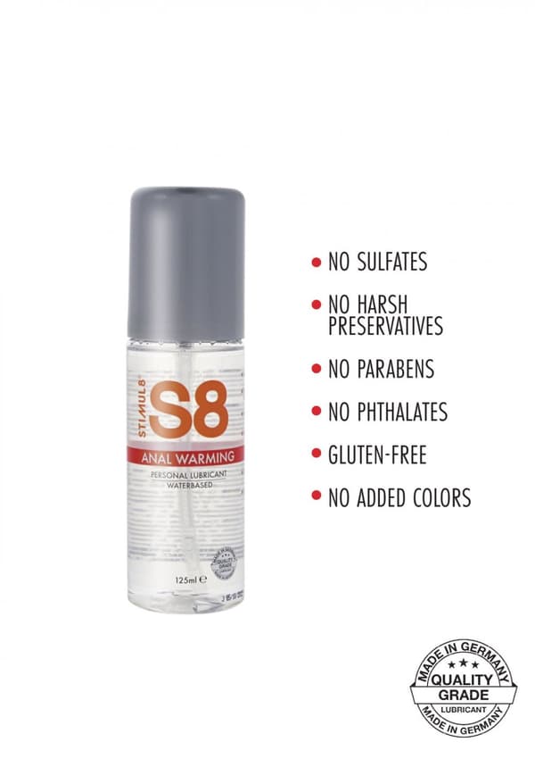 S8 WB Warming Anal Lube 125ml Warming