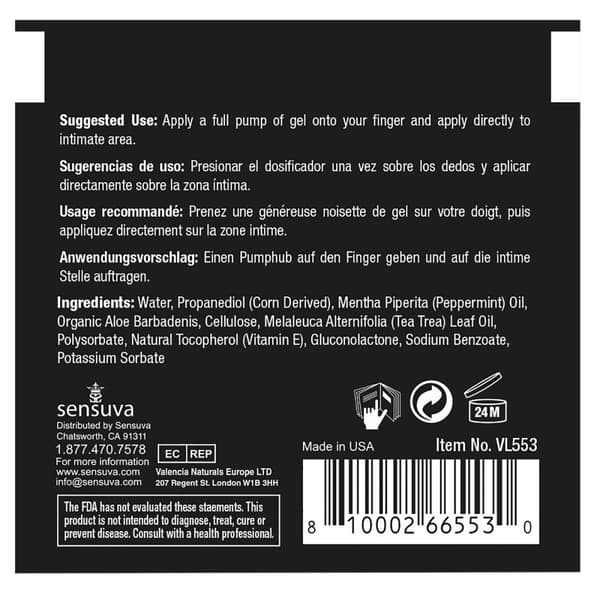 Anal Relaxing Gel Sensuva Mint 6 ml