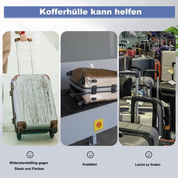 Lollanda Transparent skyddsfodral för resväska – vattentätt, dammtätt, slitstarkt och extra tjockt skydd för kabinväskor och resväskor