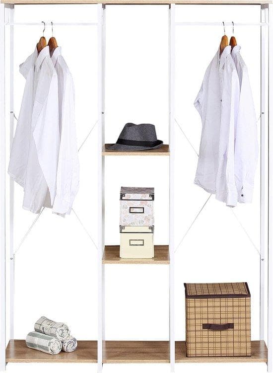 Coat Rack - Chipboard - Steel - Clothing Rack - Garderob - With Plank - Hanging Clothing Quilt Bags Organizer - Pendant Stand - Shoe Rack - Dark Grey