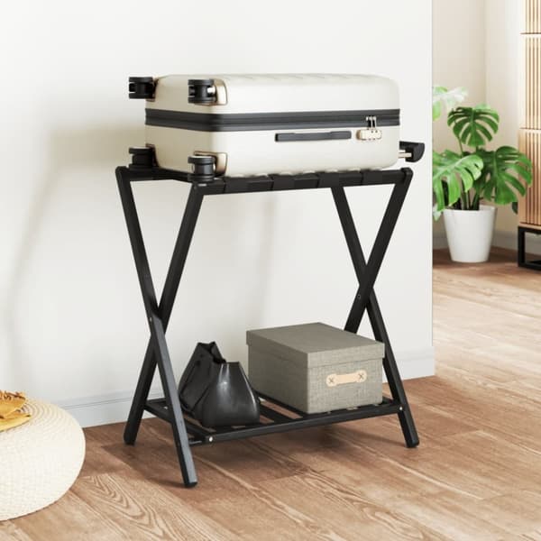 vidaXL kuffertbænk 68x38x58 cm bambus sort -  Kuffertstativer