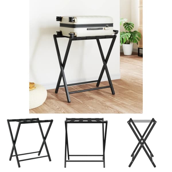 The Living Store kuffertbænk 68,5x38x58 cm bambus sort -  Kuffertstativer