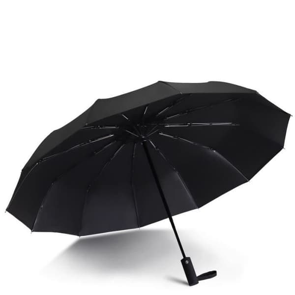 Automatiskt paraply, solskydd, hopfällbart paraply, regn eller sol, svart