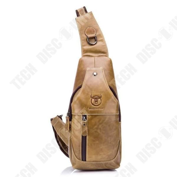 TD® Casual Cowhide Bag - Läderaxelrem med bröstkrok - Stor förvaringsväska i bananformad väska