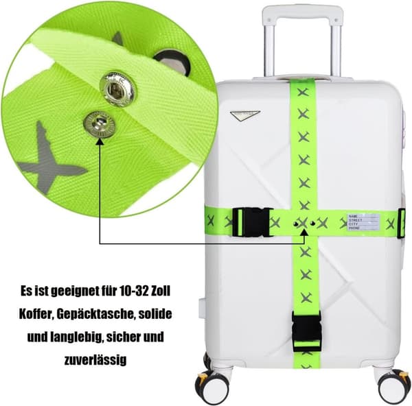 Kuffertstropper, bagagestropper, 2-delt kuffertrem med kombinationslås, justerbar til 20-34 tommer kufferter