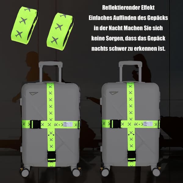 Kuffertstropper, bagagestropper, 2-delt kuffertrem med kombinationslås, justerbar til 20-34 tommer kufferter