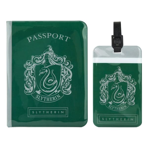 Harry Potter - Slytherin-tagg och passfodral