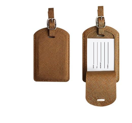 INF 2 PU-Läderbagageetiketter med Kortinlägg