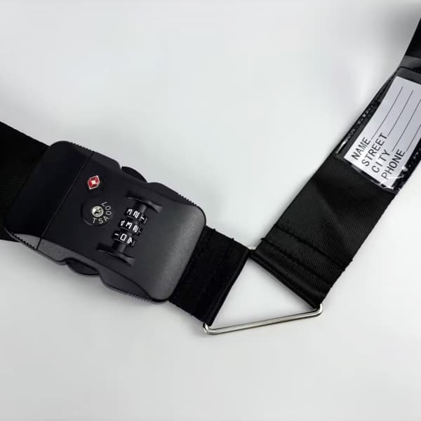 INF Kryss bagasjestropper for kofferter, justerbare koffertbelter med spenne (svart) Customs lock