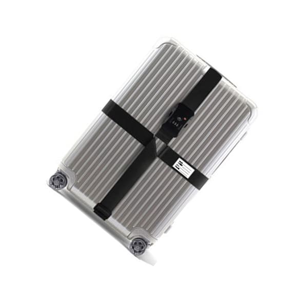 INF Kryss bagasjestropper for kofferter, justerbare koffertbelter med spenne (svart) Customs lock