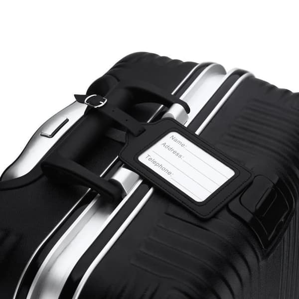 Bagagelapp - Ej specificerad - 2x - Svart PU-läder - Mått 12cm x 7cm - Justerbar rem