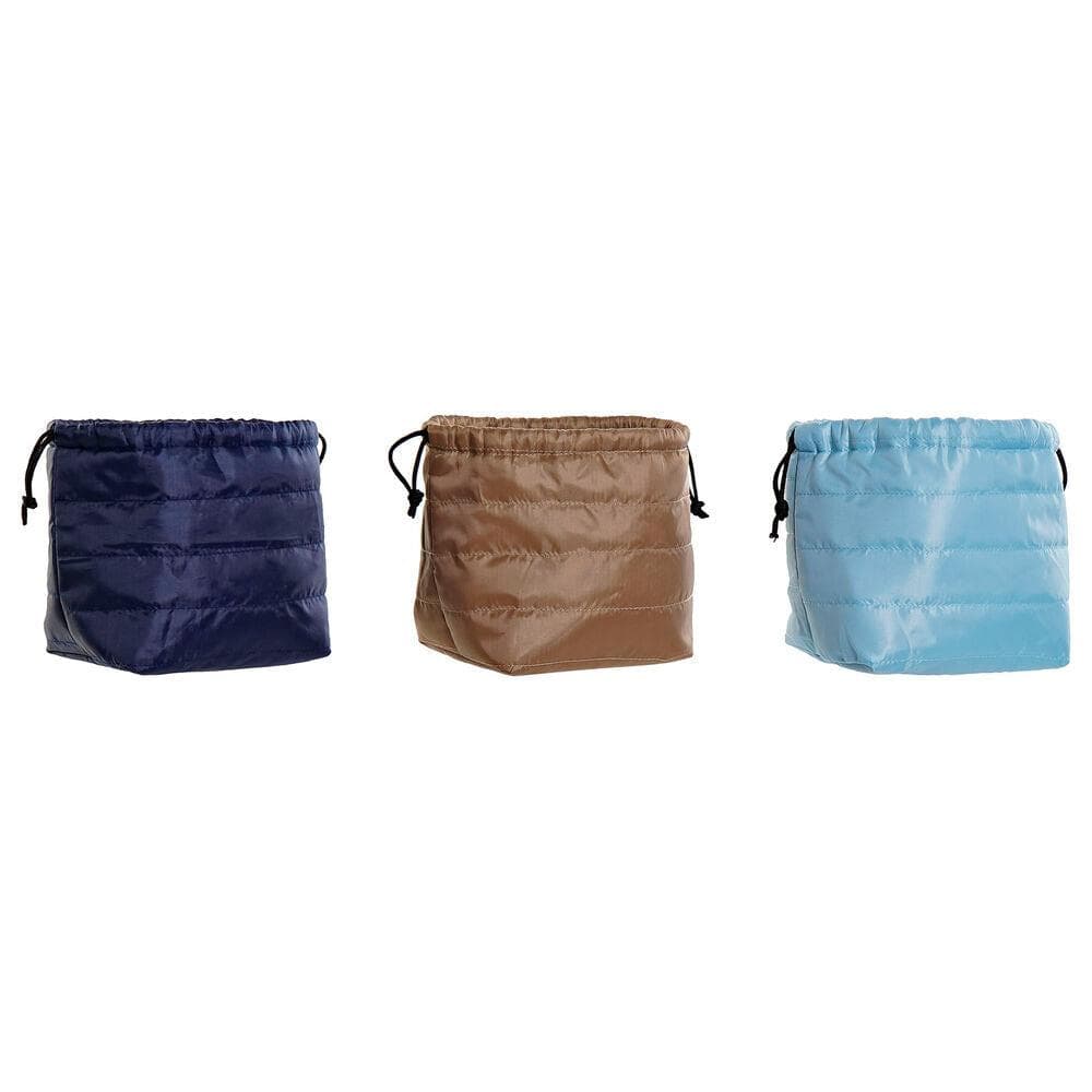 Lunchbox DKD Home Decor Brown Sky blue Navy Blue (3 pcs) (26 x 13 x 17 cm)