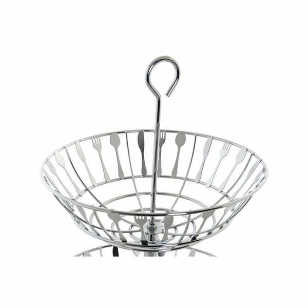 Fruktskål DKD Home Decor Silvrig Metall Plast 28 x 28 x 40 cm