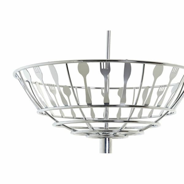 Fruktskål DKD Home Decor Silvrig Metall Plast 28 x 28 x 40 cm