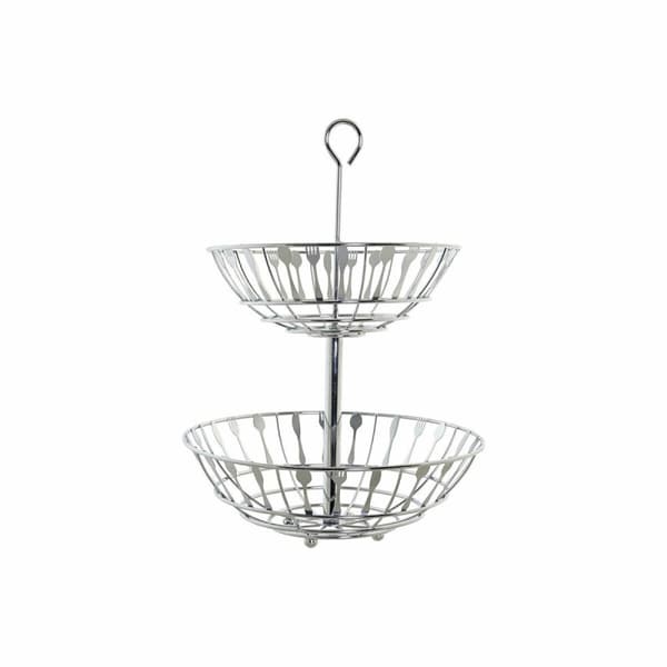 Fruktskål DKD Home Decor Silvrig Metall Plast 28 x 28 x 40 cm