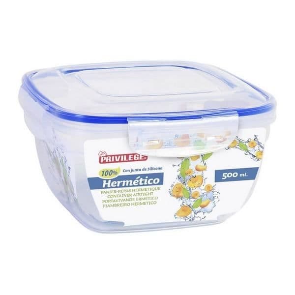 Lunchlåda med hermetisk stängning Fyrkantig transparent Kapacitet - 900 ml